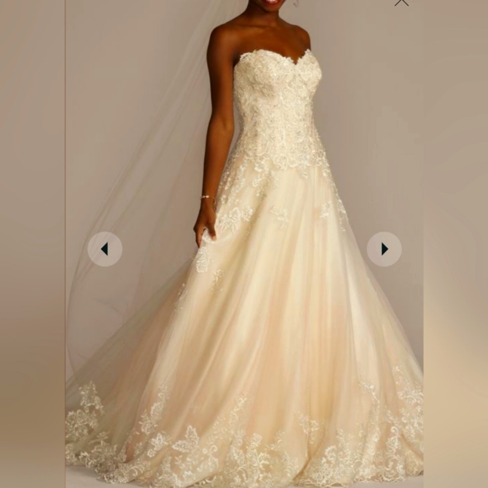 Ball Gown Wedding Dress, Beaded bodice, Vintage Rose, Size 14